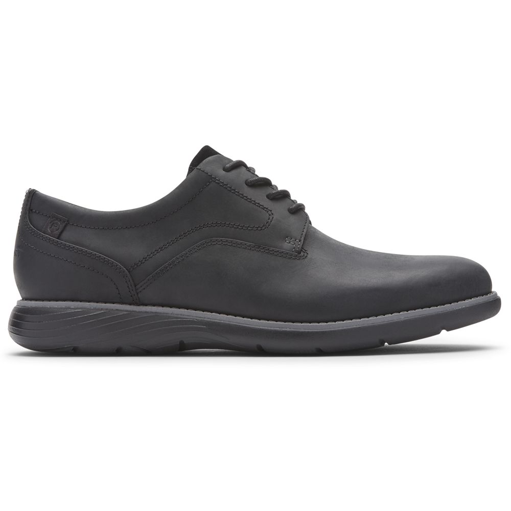 Pantofi Oxford Barbati Rockport Garett Plain Toe Negrii - Romania 1826-RVQXN